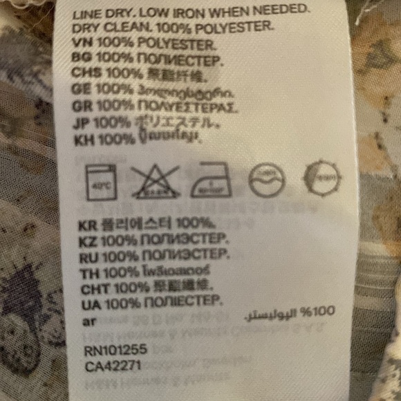 H&M floral semi sheer long raglan sleeve smocked cuff ruffle tie collar size M - Picture 11 of 15